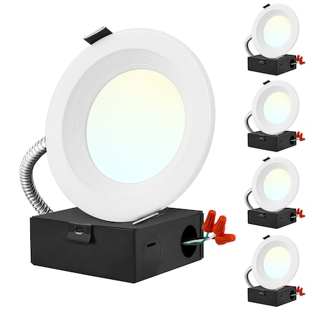 Luxrite 4 Inch Commercial LED Recessed Downlights 3 CCT Selectable 9/12/15W 810/1080/1350LM Dimmable 4-Pack LR23948-4PK